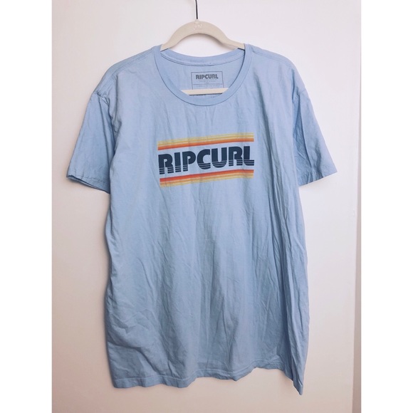 Rip Curl | Light Blue Retro Logo Graphic T Shirt - Picture 1 of 5